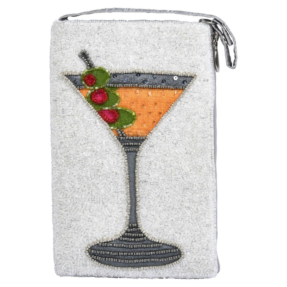Martini Monday! Elegant White Beaded Martini Cocktail Crossbody Club Bag